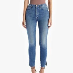 MOTHER Denim The Swooner Ankle Slice blue slit cherry picking Jeans size 29